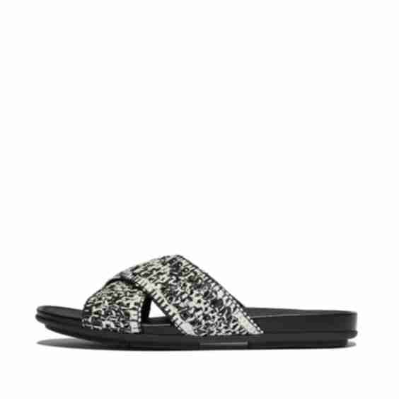 Gracie Two-Tone Woven Cross Slides