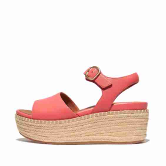 Eloise Espadrille Leather Back-Strap Wedge Sandals