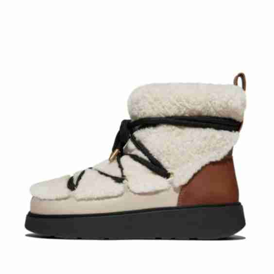 Gen-FF Curly-Shearling Crisscross-Lace Ankle Boots