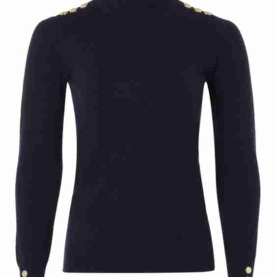 Buttoned Knit Roll Neck Top