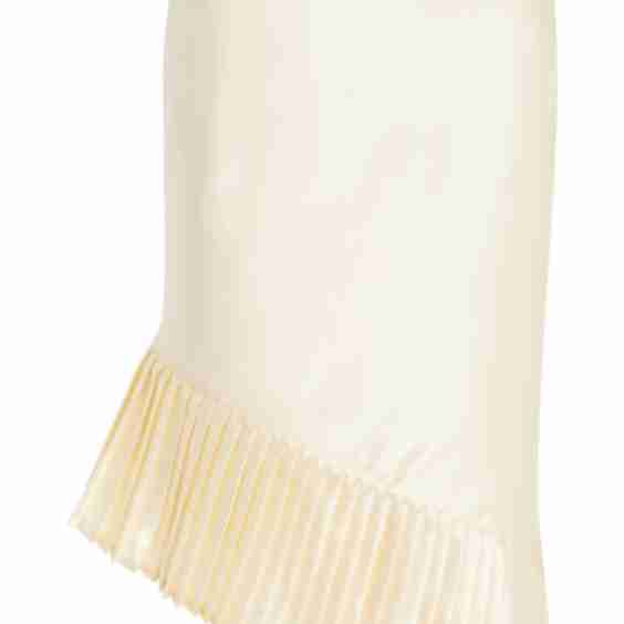Annabelle Hand-Pleated Silk Charmeuse Midi Skirt