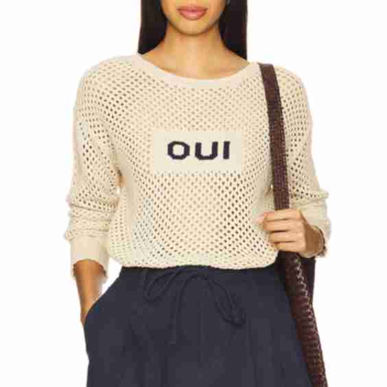 Oui Mesh Long Sleeve Sweater