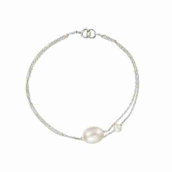 Silver Layered Pearl Bracelet