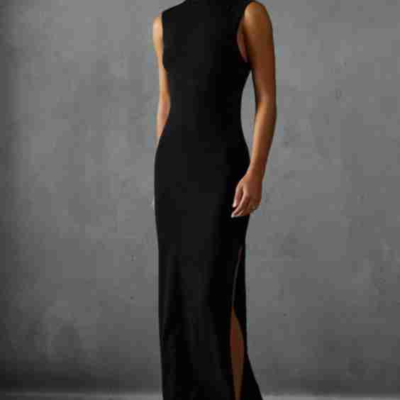 Soft Knit Grown On Neck Sleeveless Split Leg Maxi Dress