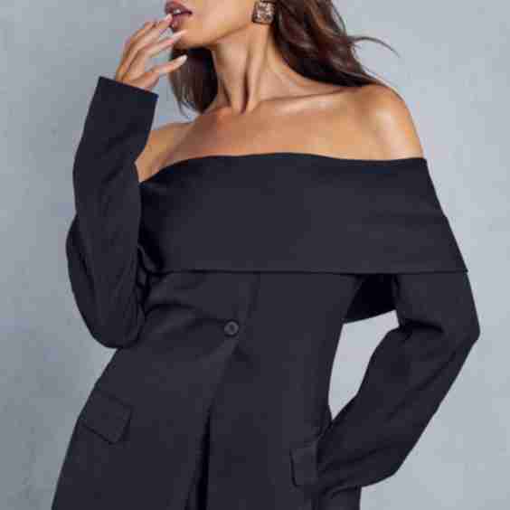 Tailored Bardot Fitted Blazer Top