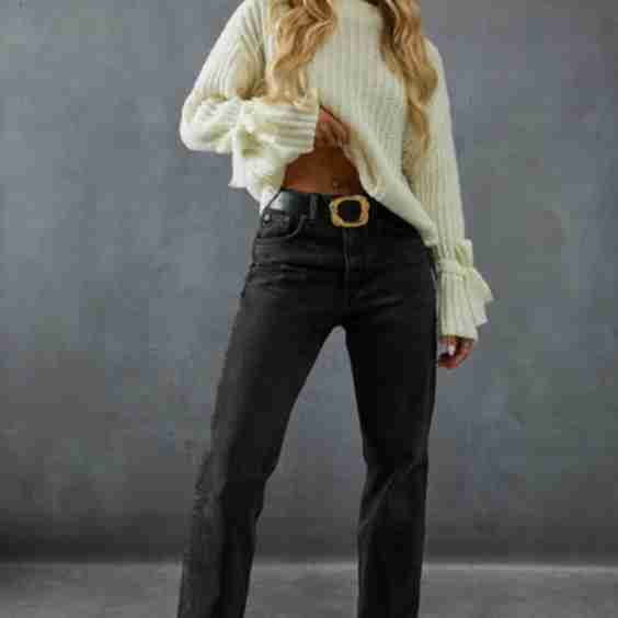 Knitted Tie Sleeve Oversized Jumper