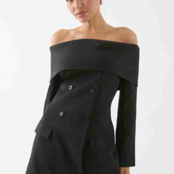 Double Breasted Bardot Blazer Dress