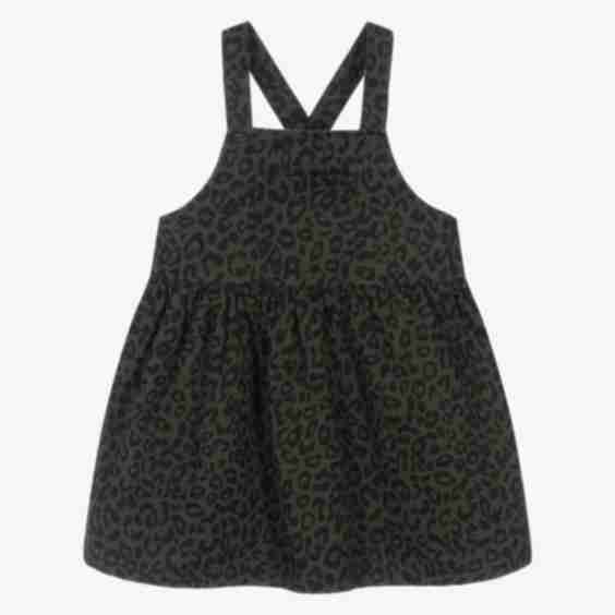 Girls Cotton Leopard Print Pinafore Dress