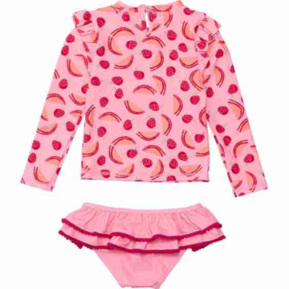 Upf 50 Long Sleeve Ruffle Set Berry Sweet