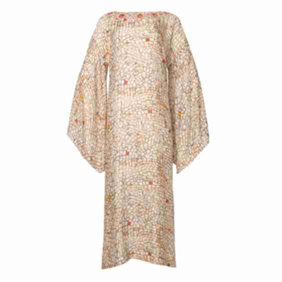 The Claireity Silk Embroidered Wide Sleeve Kaftan