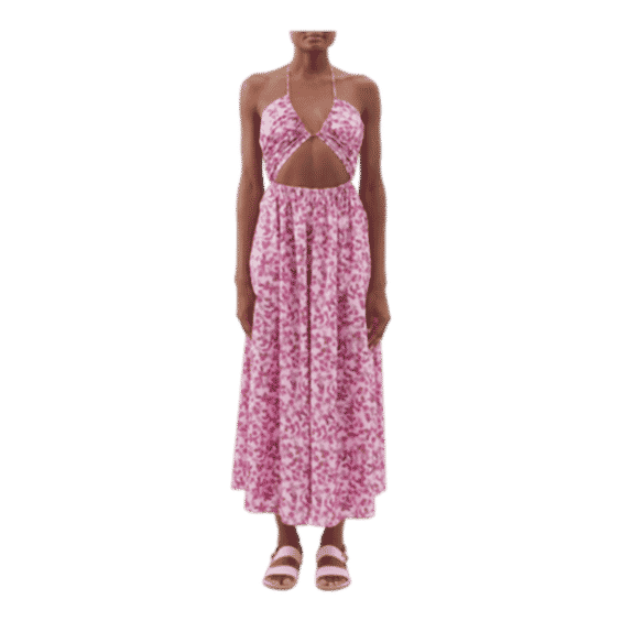 Floral-Print Cutout Cotton-Blend Dress
