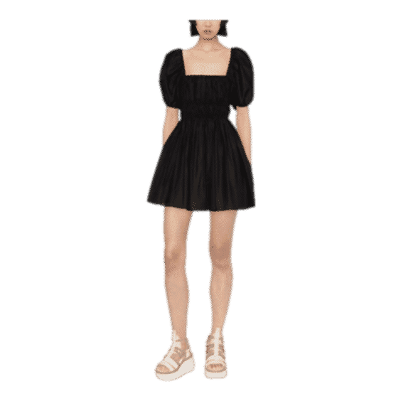 Short-Sleeved Shirred Dress