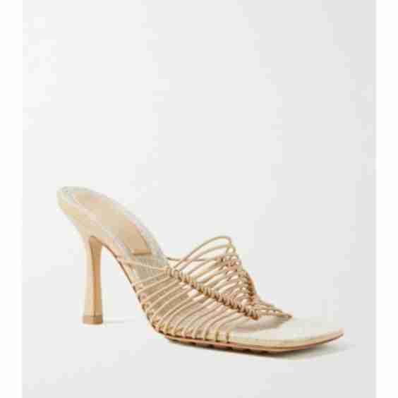 Sand Knotted Cord And Raffia Mules