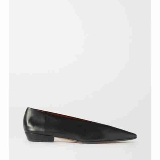 Black Leather Ballet Flats