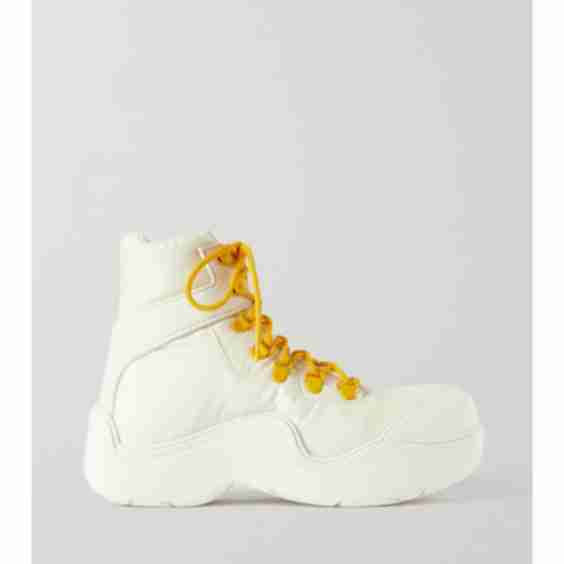 Cream Shell And Rubber Ankle Boots