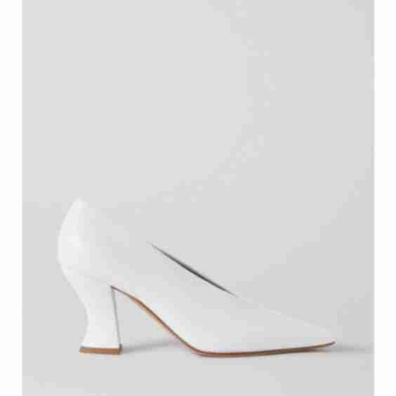 White Almond Leather Pumps
