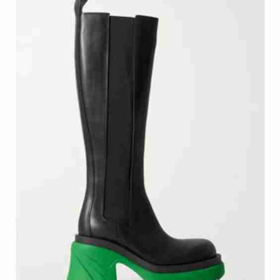 Leather Platform Knee Boots