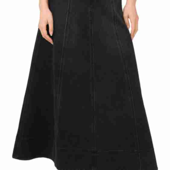 Paneled Denim Maxi Skirt