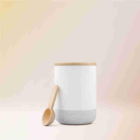 Refillable Ceramic Canister with Bamboo Lid