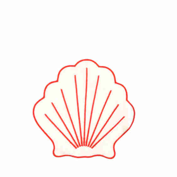 White Shell Linen Cocktail Napkin With Red Detail 