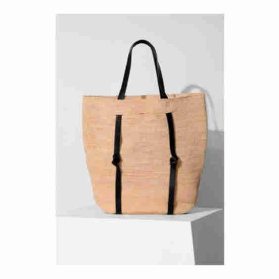 Straw Handbag with Hat Carrier