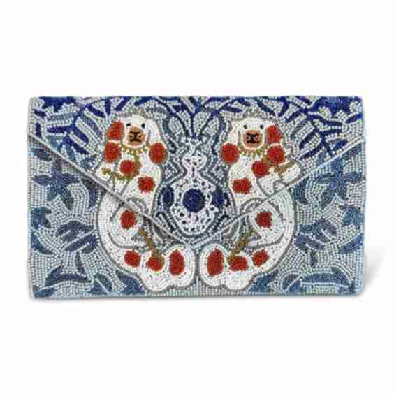 Flower Doggie Hand Beaded Clutch Bag