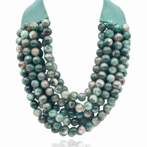 Multi-Strand Resin Necklace With Vegan Adjustable Clasp