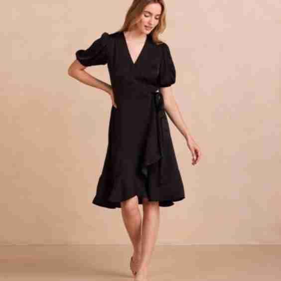 The Silky Luxe Puff Sleeve Beach To Brunch Wrap Dress