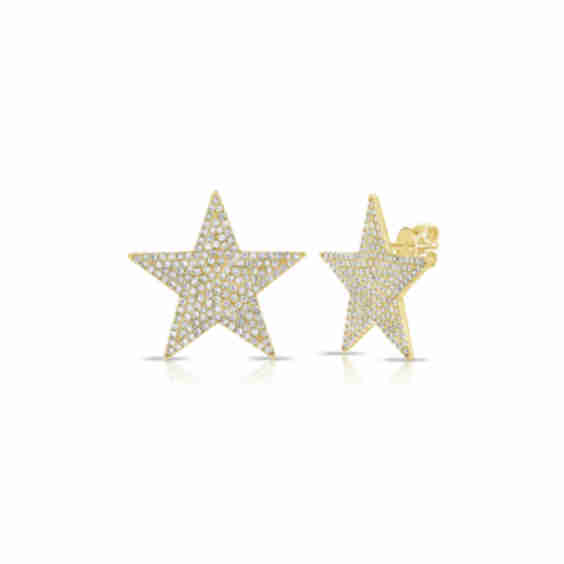 Mick Pave Diamond Star Earrings 14K