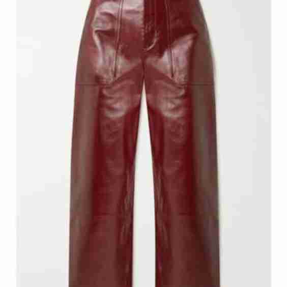 Cropped Leather Wide-Leg Pants