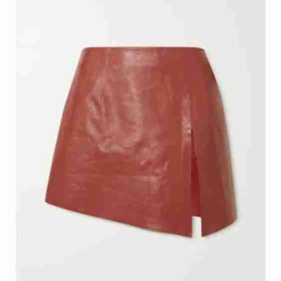 Asymmetric Leather Mini Skirt