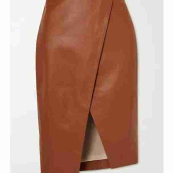 Wrap-Effect Leather Skirt