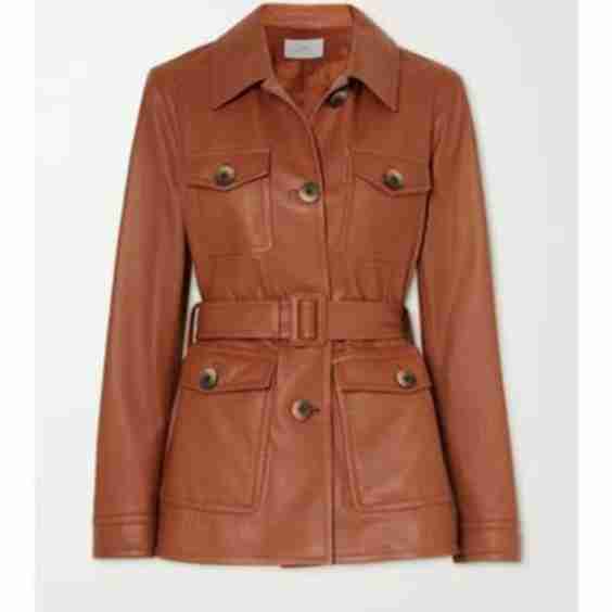 + Camille Rowe Belted Leather Jacket