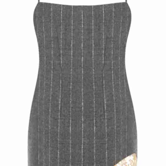 Lace-Trimmed Wool Mini Dress