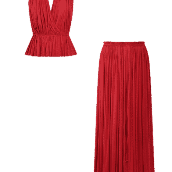 Silk Skirt Top Set