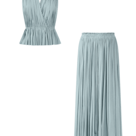 Ice Blue Silk Skirt Top Set
