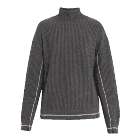 Oversized Mock-Neck Keyhole Cashmere Sweater