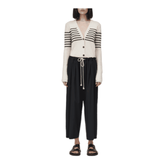 Crop Drawstring Pleat Front Pant 