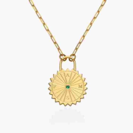 Sun Compass Initials Necklace With Diamond 
