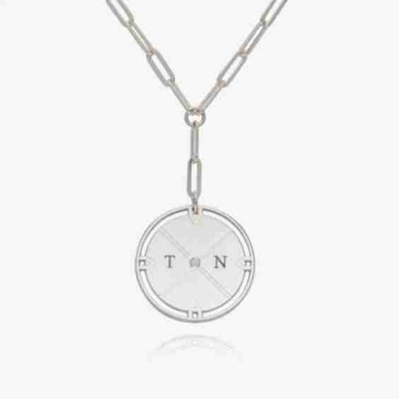 Engraved Compass Necklace with Diamond