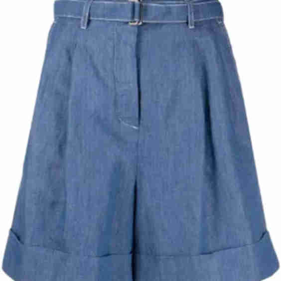 Belted Pleated Cotton And Linen-Blend Chambray Shorts