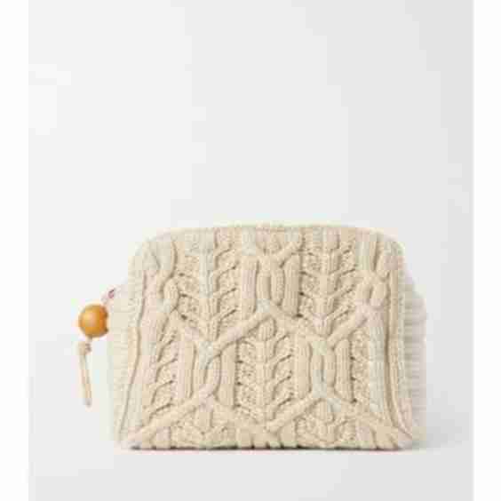 Puffy Cable-Knit Pouch