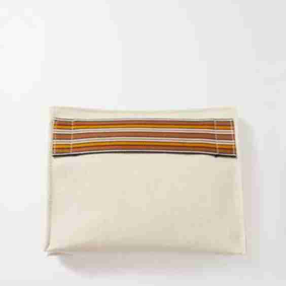 Suitcase Striped Canvas Clutch