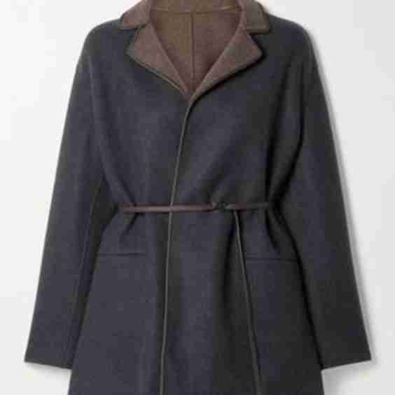 Jimi Reversible Belted Leather-Trimmed Cashmere-Blend Jacket