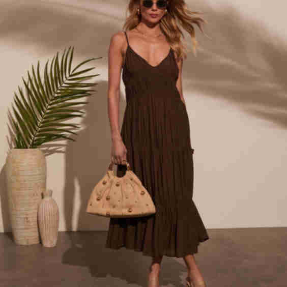 Coastal Cool Ruched Tiered Maxi Dress