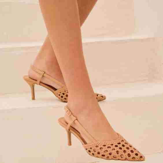 Mira Woven Pointed Toe Slingback Pumps