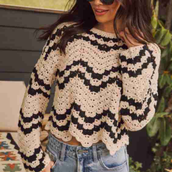 Endless Vaycay Striped Cropped Sweater
