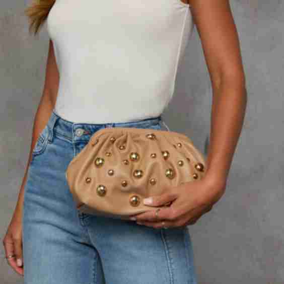Make A Scene Studded Pouch Clutch