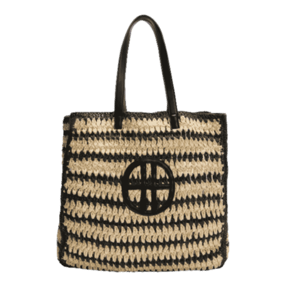 At The Coast Striped Straw Tote Bag