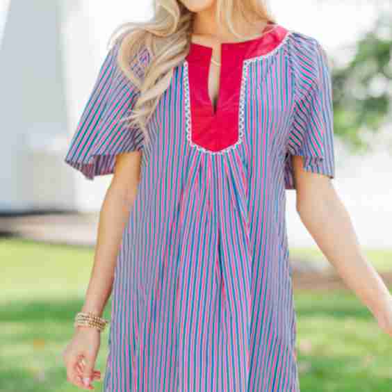 Just A Theory Striped Cotton Dress